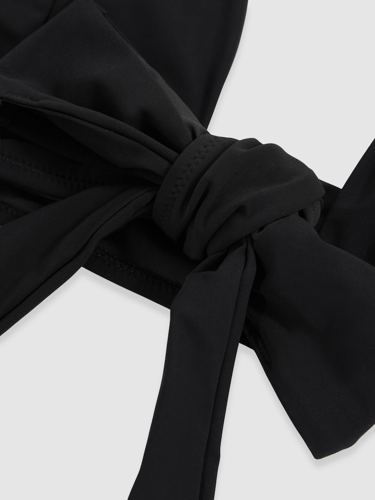 Reiss Black Helena Plunge Tie Halterneck Bikini Top - Image 5 of 5