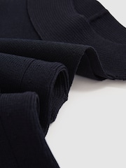 Reiss Navy Lacey Rib Knit High Neck Vest - Image 6 of 6