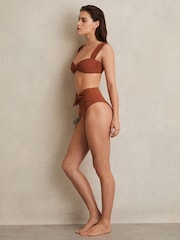 Reiss Brown Hallie Twist Front Bikini Top - Image 4 of 6