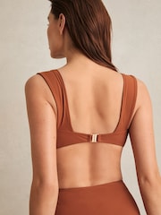 Reiss Brown Hallie Twist Front Bikini Top - Image 5 of 6