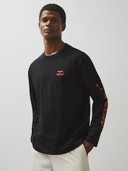 Reiss Black Legacy Unisex Fit McLaren F1 Team Tyre-Print T-Shirt - Image 1 of 8