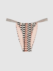 Reiss Black/Brown Kate Chevron Stripe Bikini Bottoms - Image 2 of 6