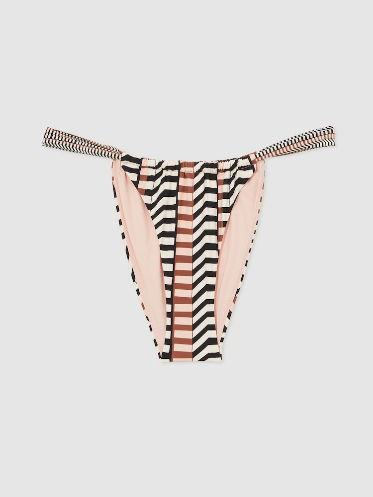 Reiss Black/Brown Kate Chevron Stripe Bikini Bottoms - Image 2 of 6