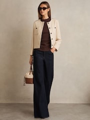 Reiss Chocolate Trudy Ribbed Ruched Waist Vest - Image 3 of 6