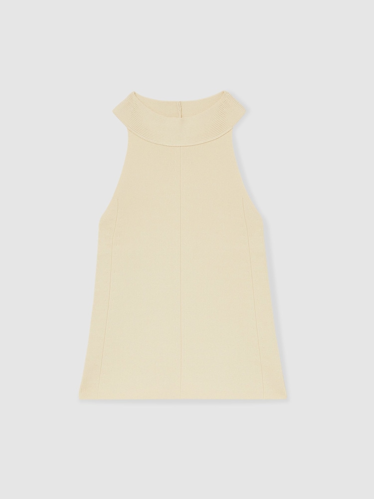 Reiss Ivory Lacey Rib Knit High Neck Vest - Image 2 of 6