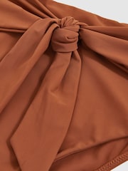 Reiss Brown Hallie High Waist Tie Front Bikini Bottoms - Image 5 of 5