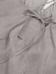 Reiss Grey Vesper Crushed Satin Tie Back Slip Dress - Image 5 of 5