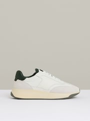 Reiss Off White/Green Emmett Leather Suede Running Trainers - Image 1 of 4