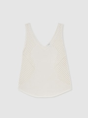Reiss Ivory Cream Helena Cotton Blend Open Knit Vest - Image 2 of 8