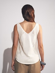 Reiss Ivory Cream Helena Cotton Blend Open Knit Vest - Image 5 of 8