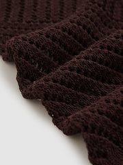 Reiss Chocolate Brown Helena Cotton Blend Open Knit Vest - Image 6 of 6