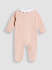 JoJo Maman Bébé 100% Organic Cotton Strawberry Collared Sleepsuit - Imagen 2 de 3