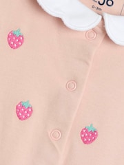 JoJo Maman Bébé 100% Organic Cotton Strawberry Collared Sleepsuit - Imagen 3 de 3