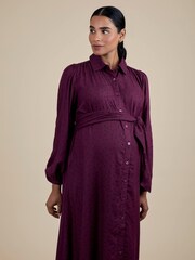 JoJo Maman Bébé Red Spot Maternity Midi Shirt Dress With Tie - Image 3 of 5
