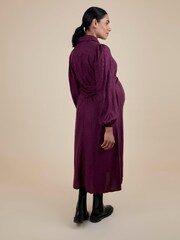 JoJo Maman Bébé Red Spot Maternity Midi Shirt Dress With Tie - Image 5 of 5