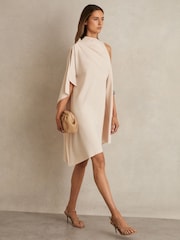 Бледно-розовый - Драпированное платье мини на одно плечо Reiss Ellery - Image 1 of 6