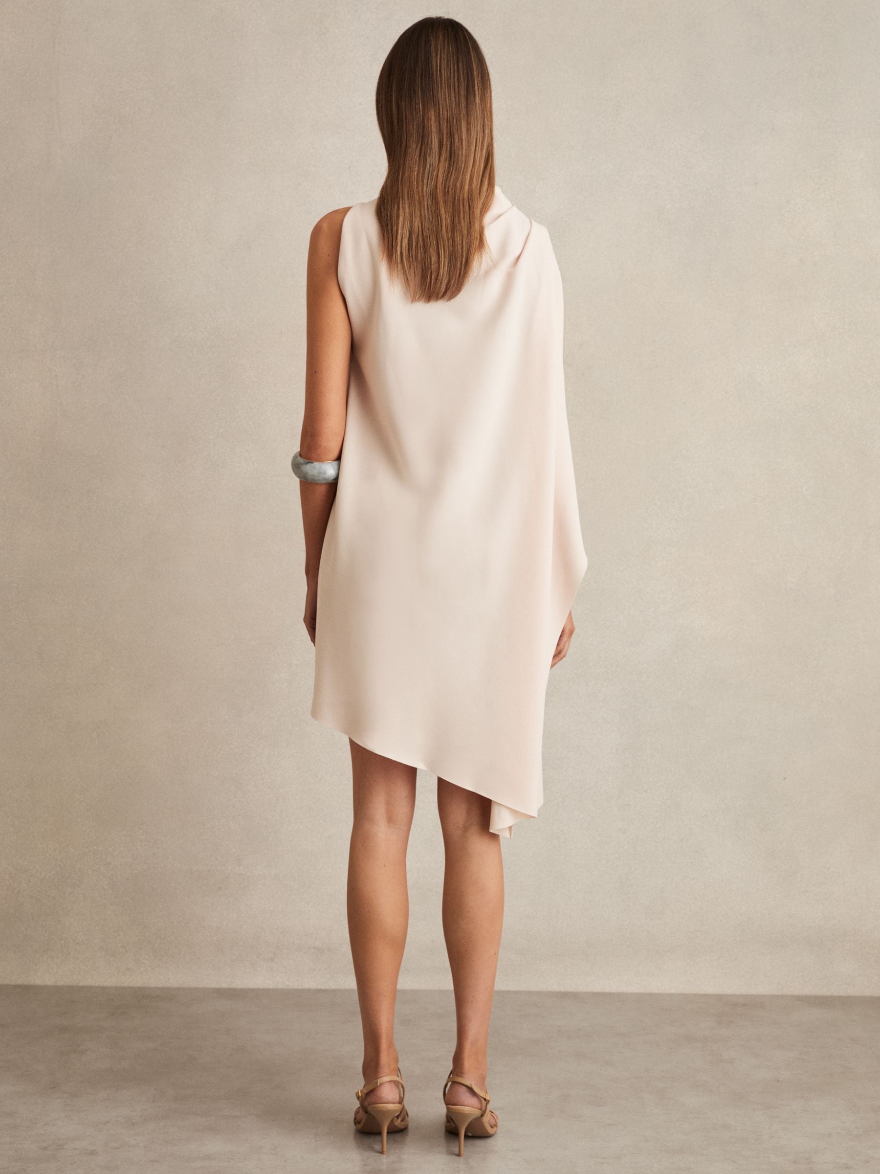 【海外限定】REISSワンピース☆Pale Pink Ellery One Shoulder D Buy Reiss Pale Pink Ellery One Shoulder Draped Mini Dress
