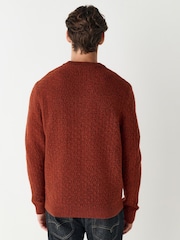 Rust Red Regular Fit Textured Crew Neck Knitted Jumper - Image 4 of 7