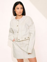 PixieGirl Petite Natural Denim 100% Cotton Skirt - Image 1 of 5