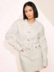 PixieGirl Petite Collarless 100% Cotton Jacket - Image 2 of 6