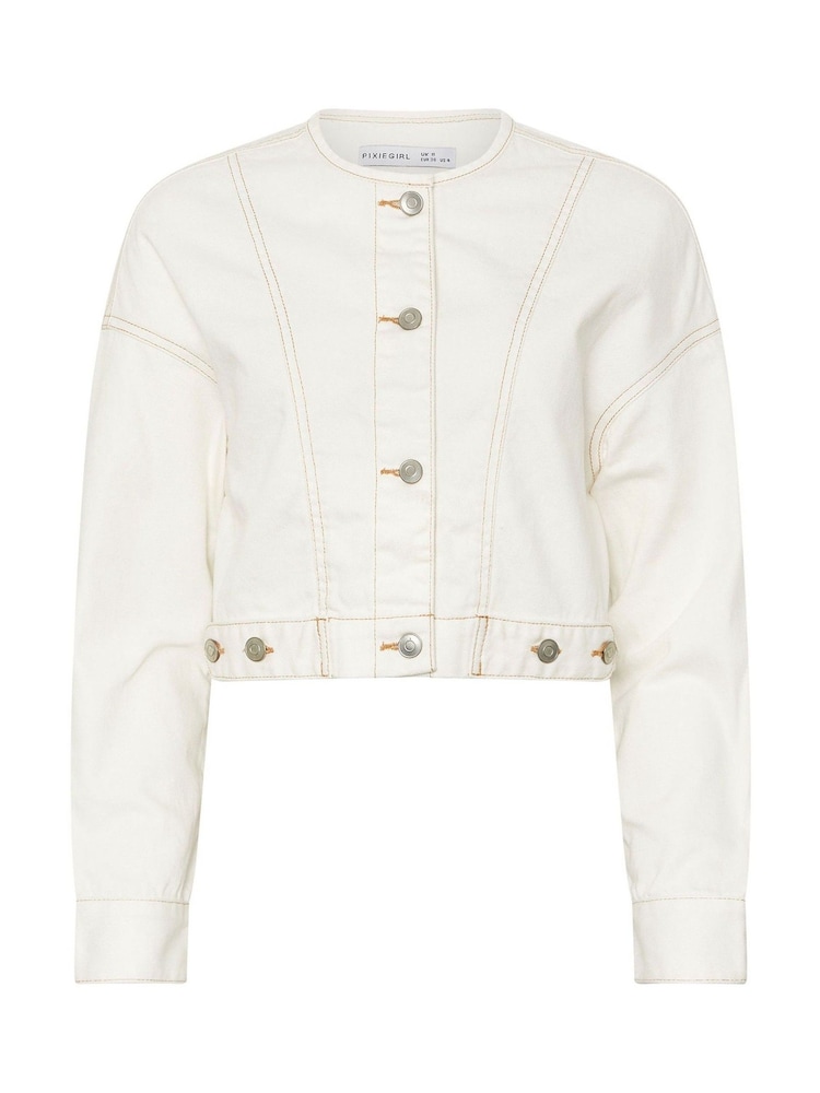 PixieGirl Petite Collarless 100% Cotton Jacket - Image 6 of 6