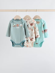 Blue Hamish Long Sleeve Bodysuits 3 Pack - Image 1 of 11