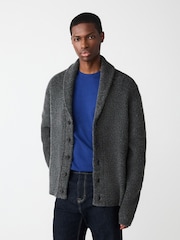 V barvi oglja - Teksturirana pletena šal pletena jopa sproščenega kroja z volno - Slika 1 iz 7