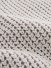 Ecru Relaxed Fit Waffle Textured Chenille Knitted Polo Shirt - Image 7 of 9