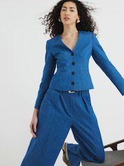River Island Denim V-Neck Blazer - Image 1 of 6