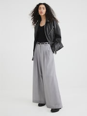 River Island Grey Belted Wide Leg Trousers - Image 1 of 4