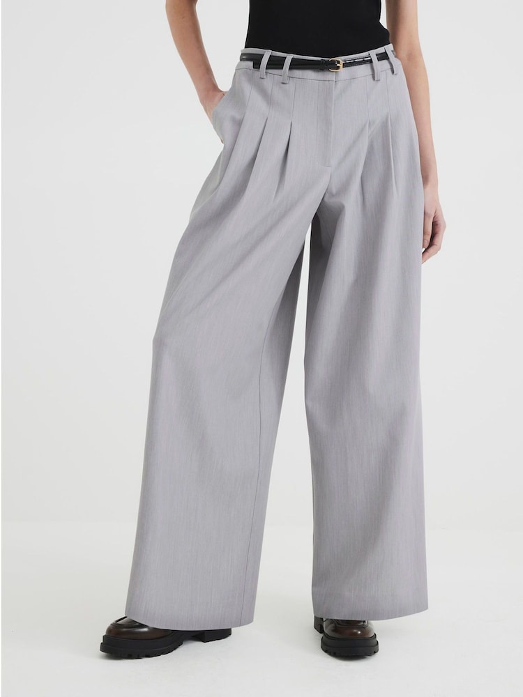 River Island Grey Belted Wide Leg Trousers - Image 4 of 4