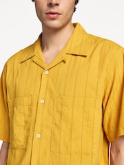Universal Works Yellow Camper Shirt Dobby Self Stripe Shirt - Image 5 of 8