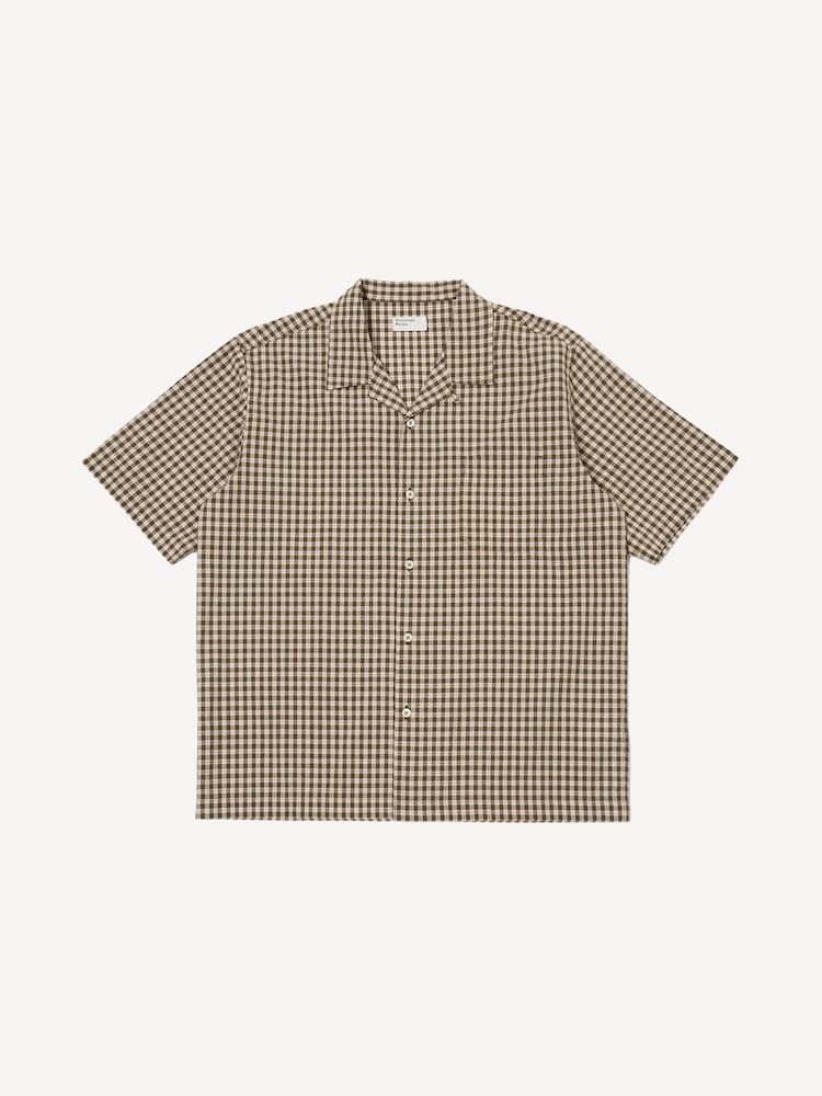 Universal Works Brown Road Shirt Dobby Check - Image 1 of 3