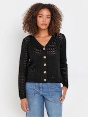 črna - M&Co Button Crochet Cardigan - Slika 1 iz 5