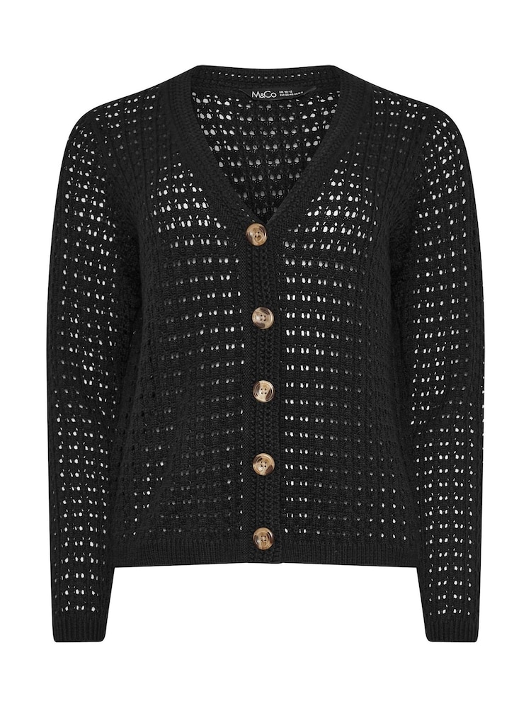 črna - M&Co Button Crochet Cardigan - Slika 5 iz 5
