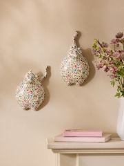 Set of 2 Multi Ceramic Ditsy Cat Wall Arts - Image 1 of 2