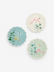 Set of 3 Green Floral Ceramic Plate Plaques Wall Arts - Image 1 of 5