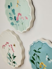 Set of 3 Green Floral Ceramic Plate Plaques Wall Arts - Image 5 of 5