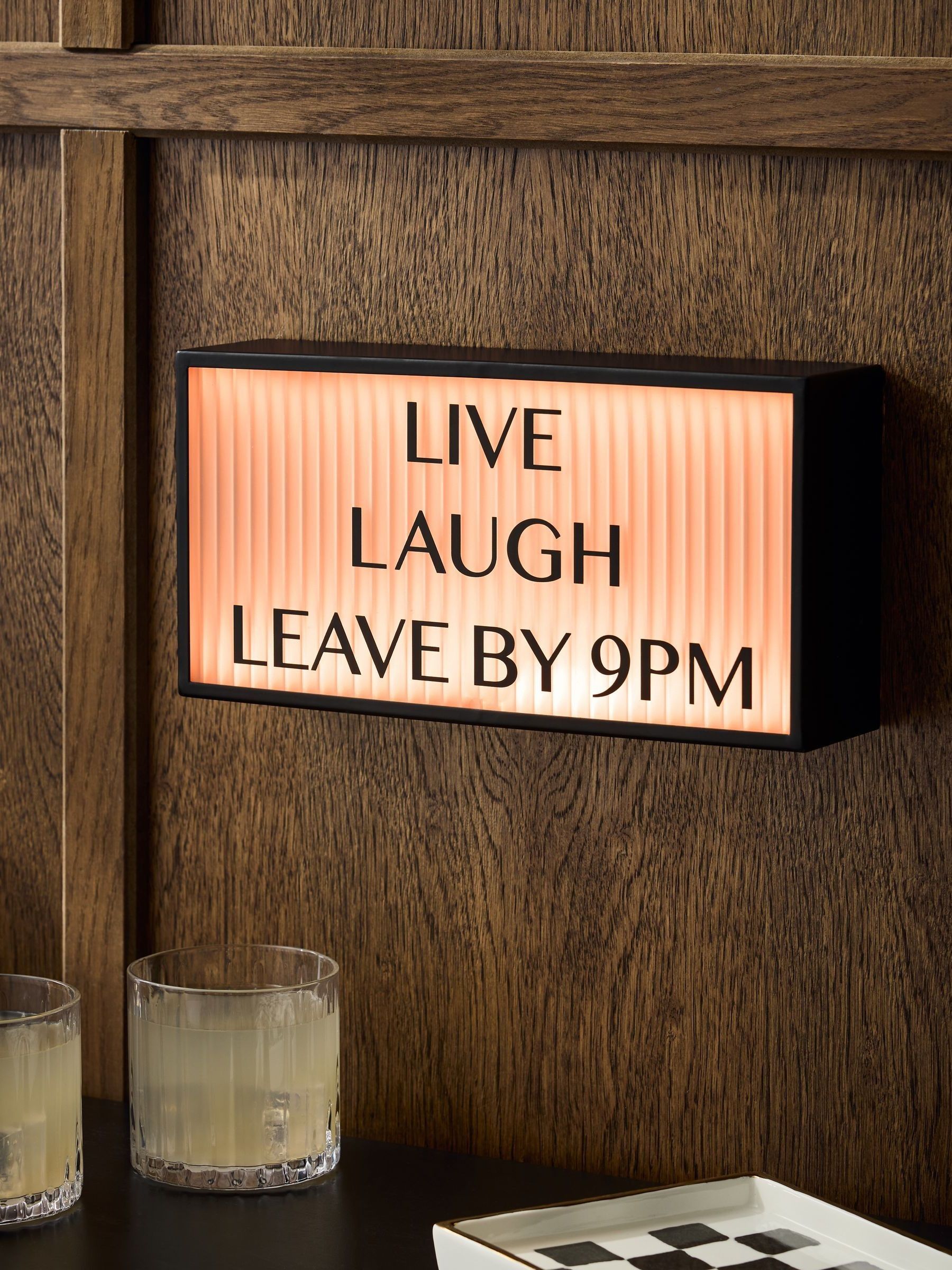 Black Live Laugh Leave Light Up Box Wall Art