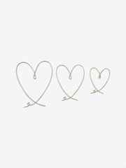 Set of 3 Silver Metal Wire Heart Wall Art - Image 4 of 5