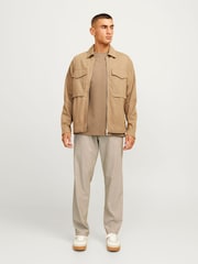 JACK & JONES Cream/Natural Drawstring Relaxed Fit Trousers - Image 1 of 7