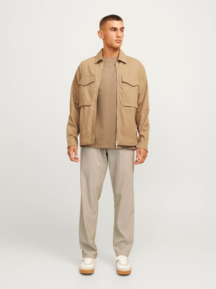 JACK & JONES Cream/Natural Drawstring Relaxed Fit Trousers - Image 1 of 7