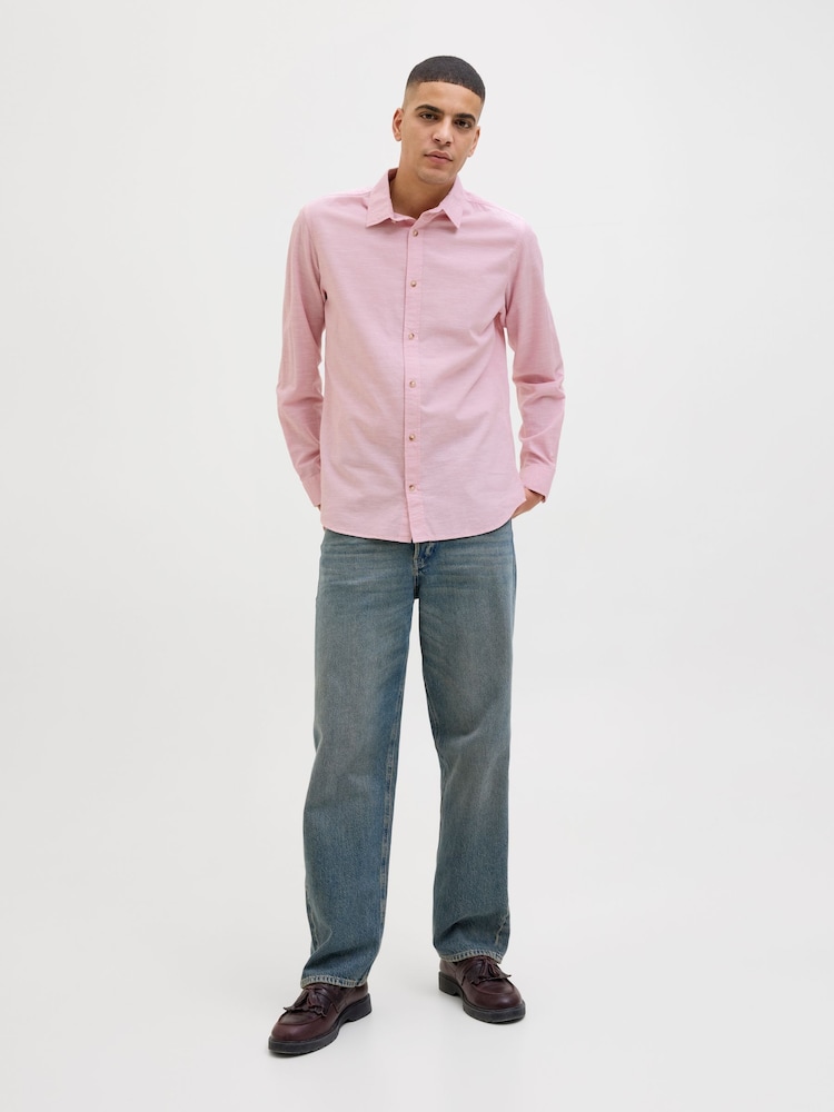 JACK & JONES Pink Long Sleeve Summer Shirt - Image 2 of 7 JACK & JONES Pink Long Sleeve Summer Shirt - Image 2 of 7