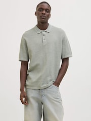 JACK & JONES Green Knitted Polo Top - Image 1 of 7