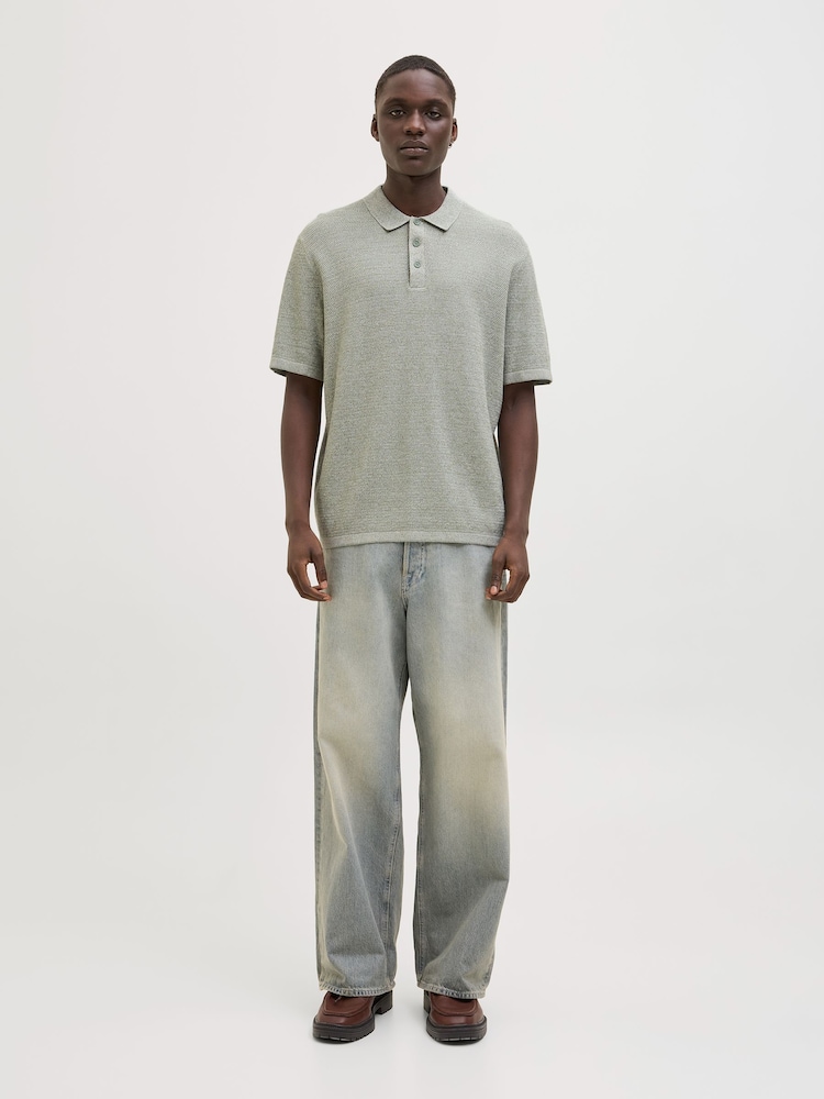 JACK & JONES Green Knitted Polo Top - Image 3 of 7