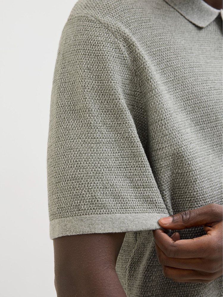 JACK & JONES Green Knitted Polo Top - Image 4 of 7