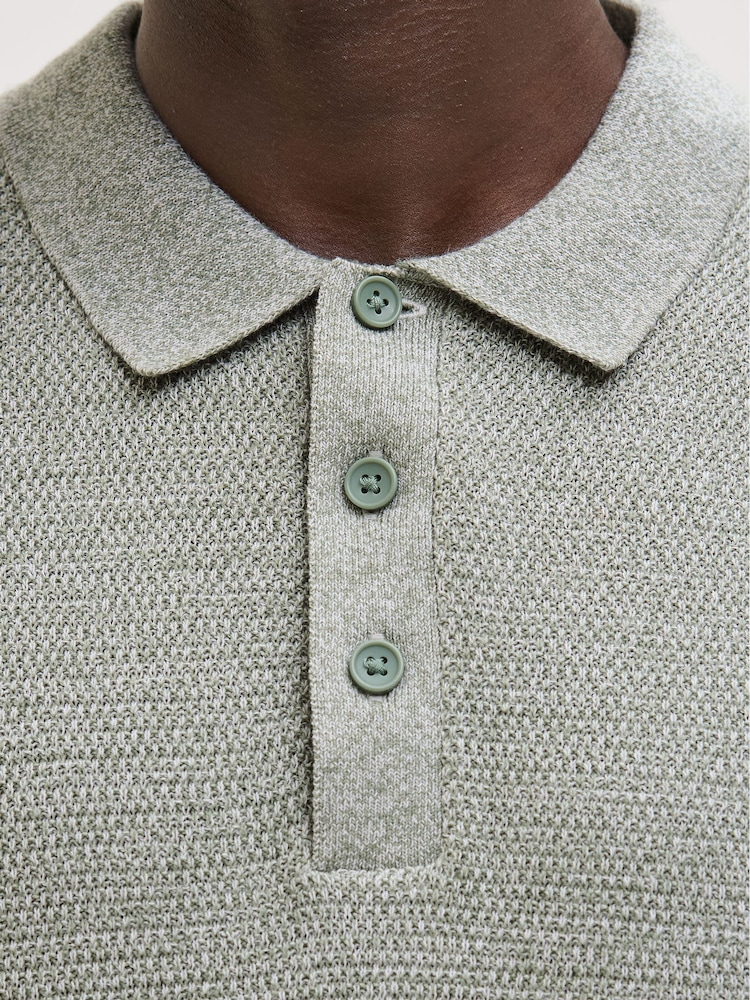 JACK & JONES Green Knitted Polo Top - Image 5 of 7
