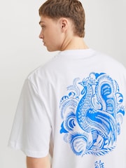 JACK & JONES White Graphic Back Print 100% Cotton T-Shirt - Image 1 of 7