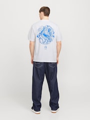 JACK & JONES White Graphic Back Print 100% Cotton T-Shirt - Image 4 of 7