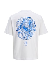 JACK & JONES White Graphic Back Print 100% Cotton T-Shirt - Image 6 of 7